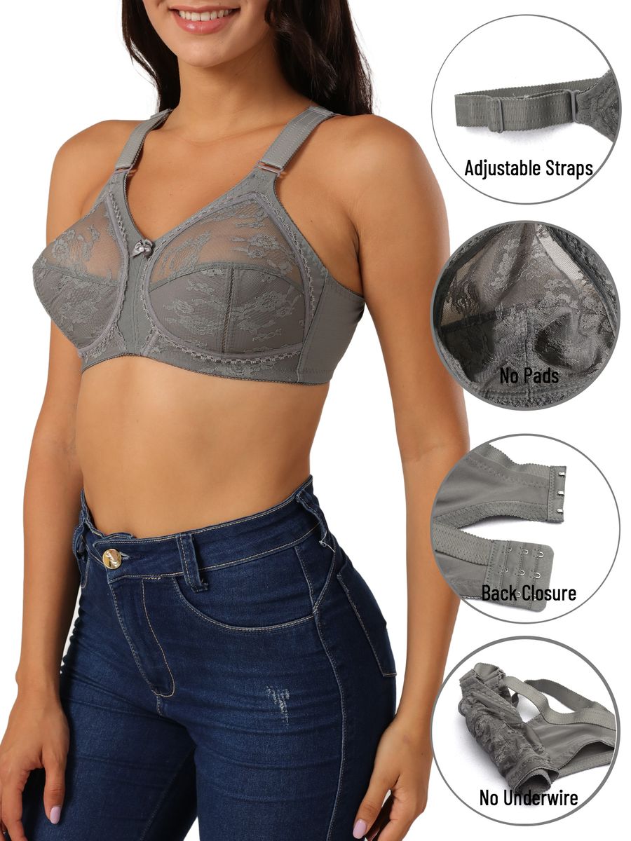 Women Plus Size Bra Full Coverage Wirefree Comfort Lace