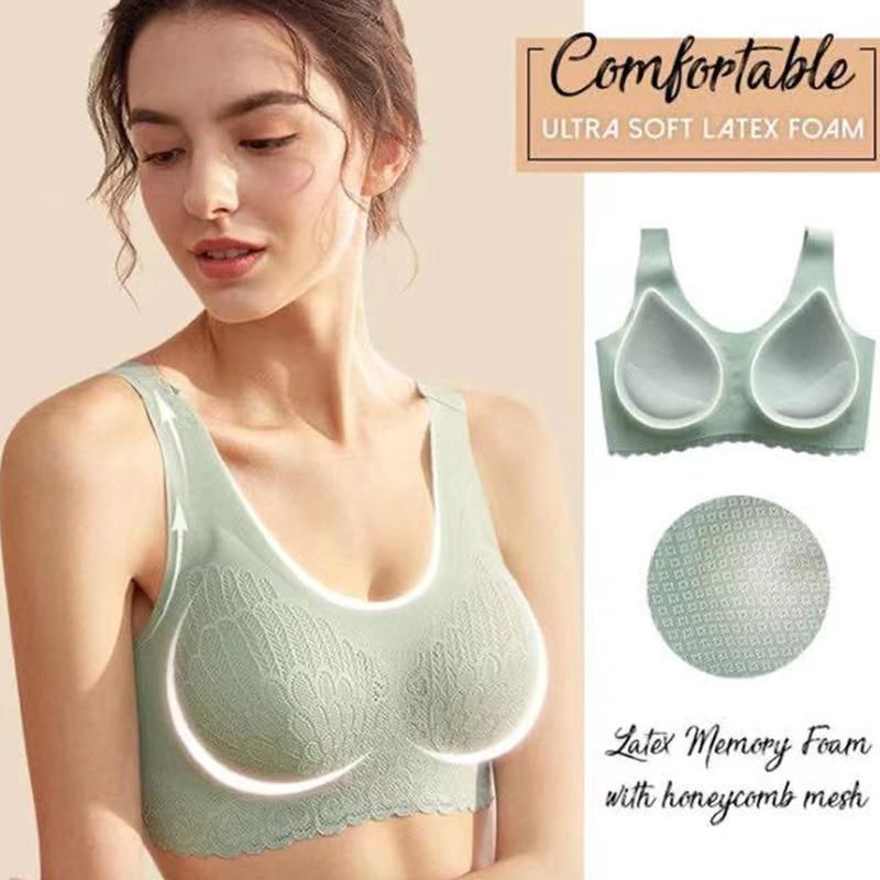 Thailand latex 4.0 underwear bra lace sexy seamless gather no steel ring large size sports bra vest women dark skin tone 4XL
