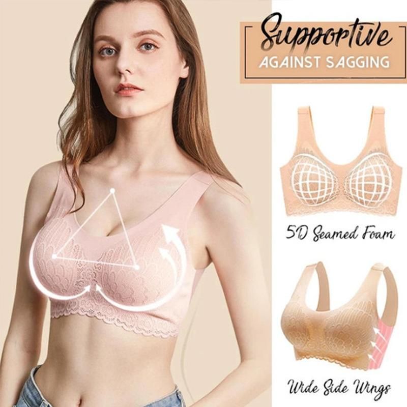 Thailand latex 4.0 underwear bra lace sexy seamless gather no steel ring large size sports bra vest women dark skin tone 4XL