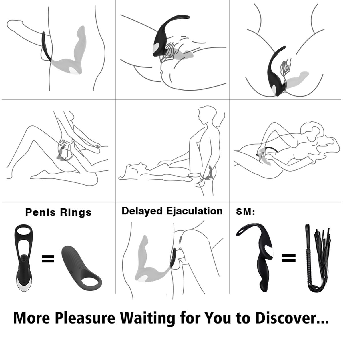 Black Vibrator 9 Vibration Modes Prostate Massage Phallus