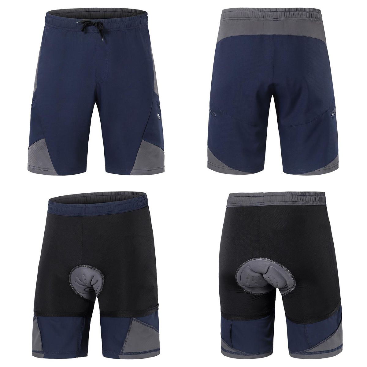 2 In 1 Padded Bike Shorts with Pockets Men Breathable Exercise Shorts for Training Biking Cycling