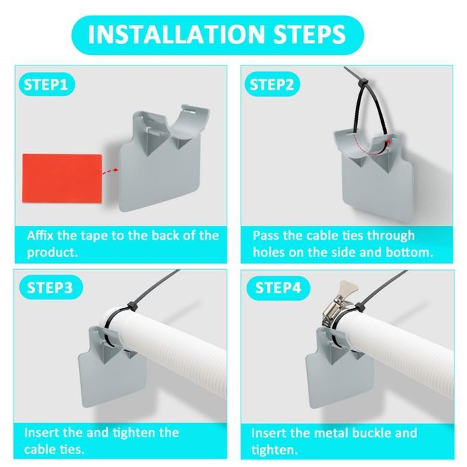 Swimming Pool Pipe Holders Support Bracket Accessory Gray Reinforced