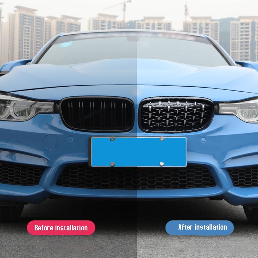 Vislone Front Kidney Grille New Meteor Semi-plated Black Replacement For BMW F30 328i 335i 2012-2016