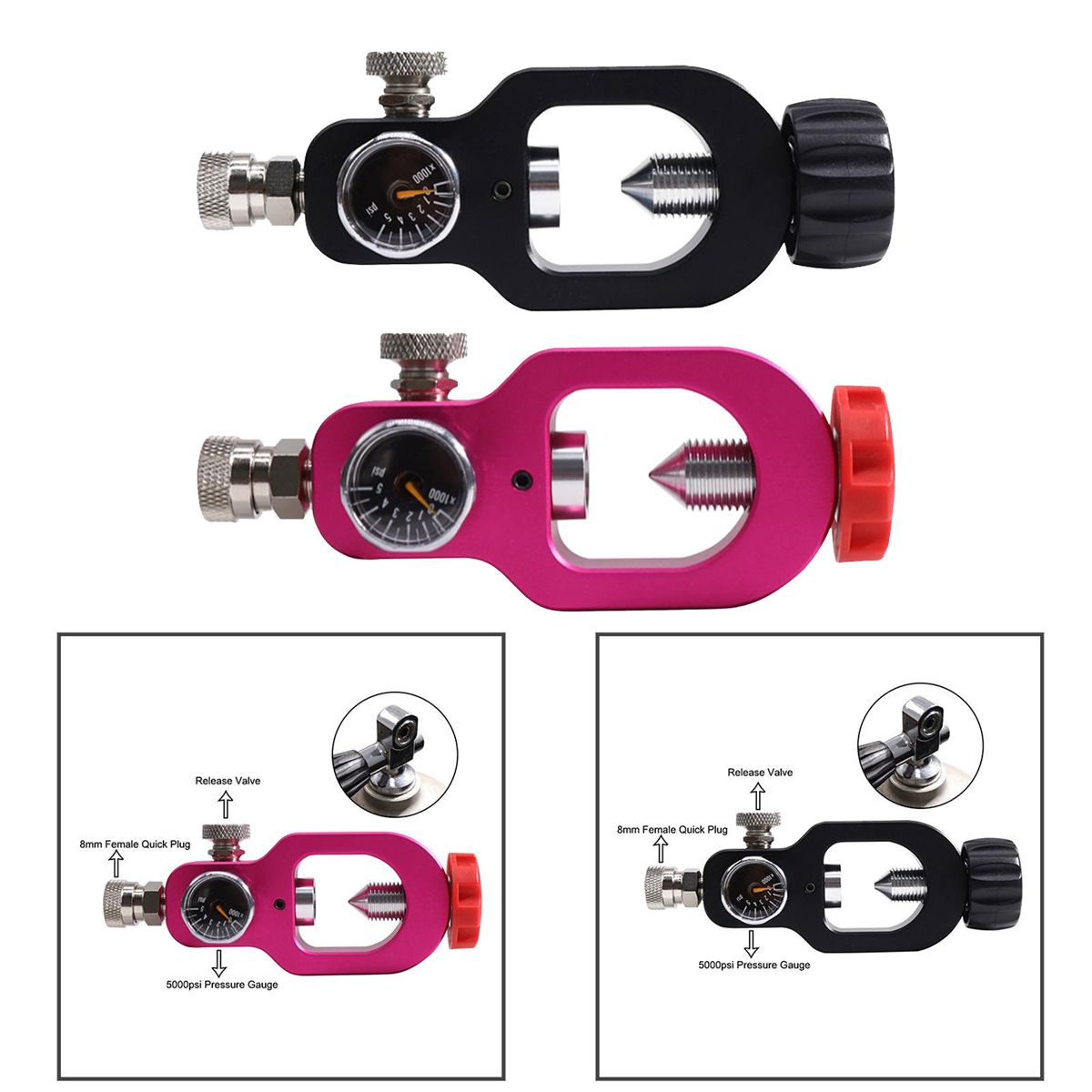 Diving Scuba Tank Refill Adapter Diving Oxygen Cylinder Refill Adapter Valve Scuba Adapter for Diving Equipment-Red