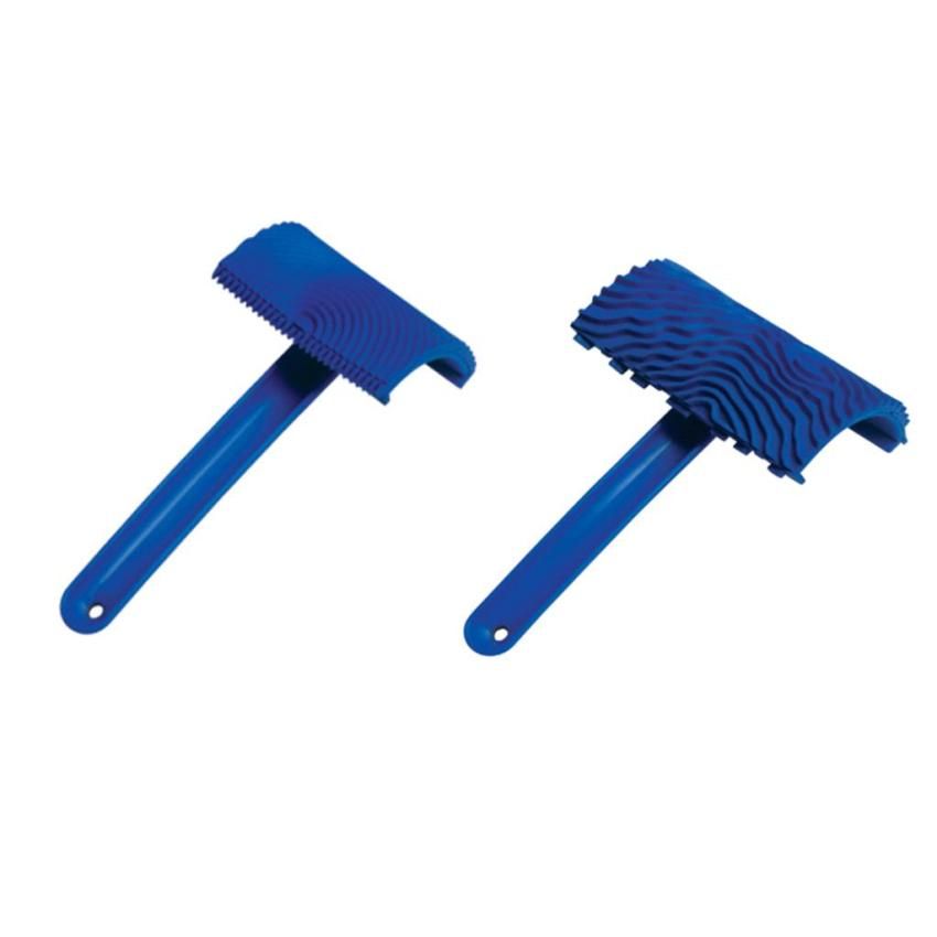 2Pcs Wood Graining Grain Rubber Patin Painting Effect Wall Decor Tool