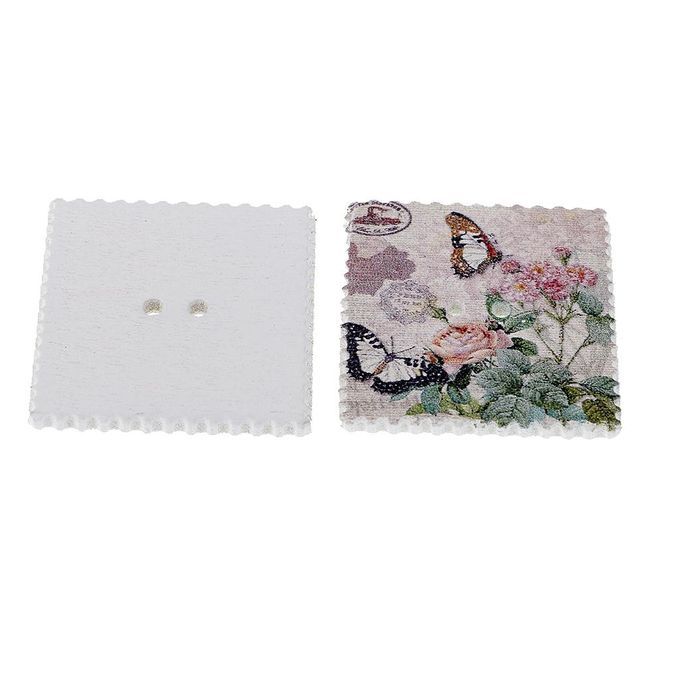 Prettyia 50pcs Assorted Printed Stamps Wooden Buttons For Decoration
