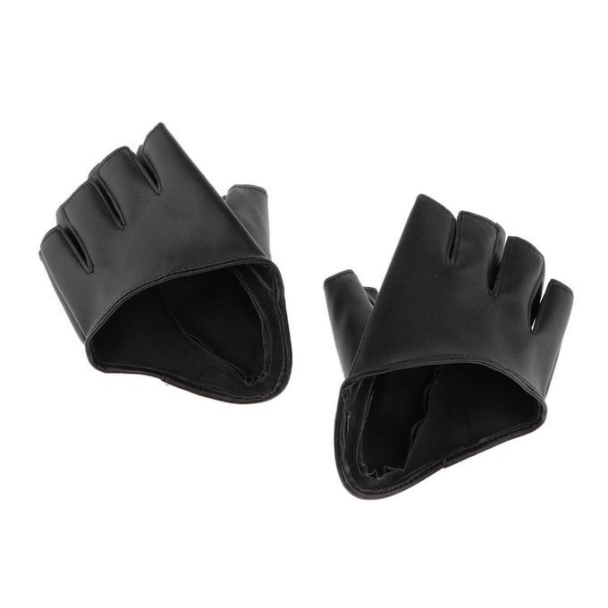 Women PU Leather Half Palm Half Finger  For Pole Dancing Black