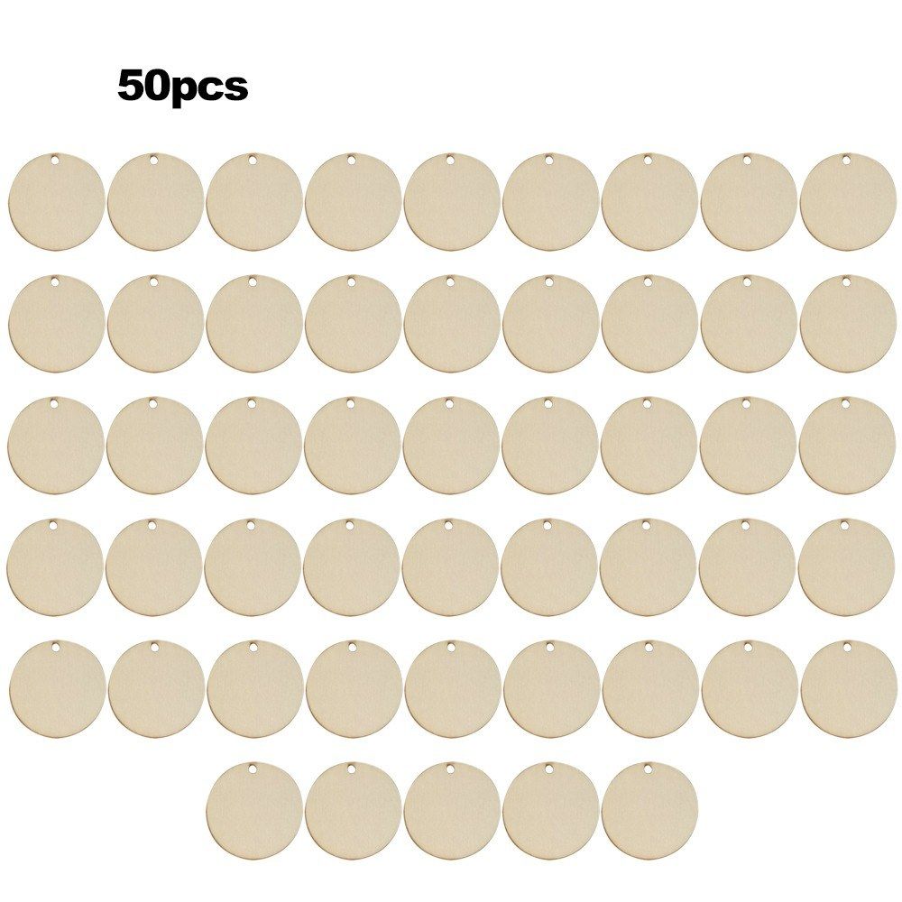 50pcs/set Unfinished Wooden Cutout Round-shape Hanging