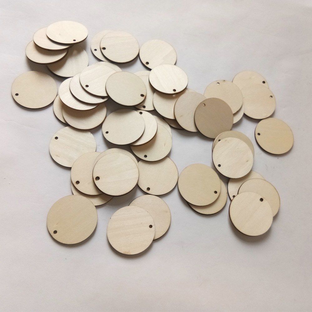 50pcs/set Unfinished Wooden Cutout Round-shape Hanging