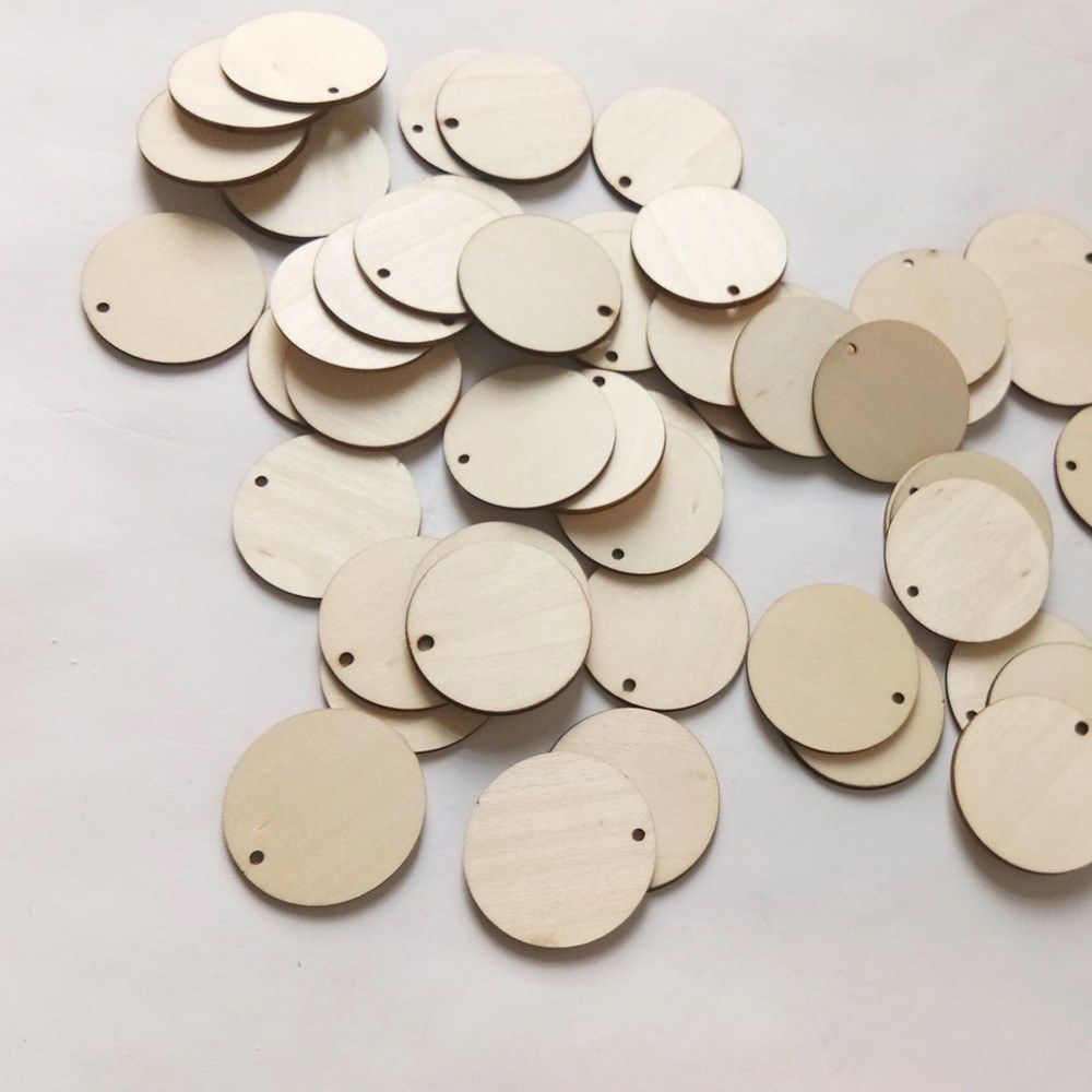 50pcs/set Unfinished Wooden Cutout Round-shape Hanging