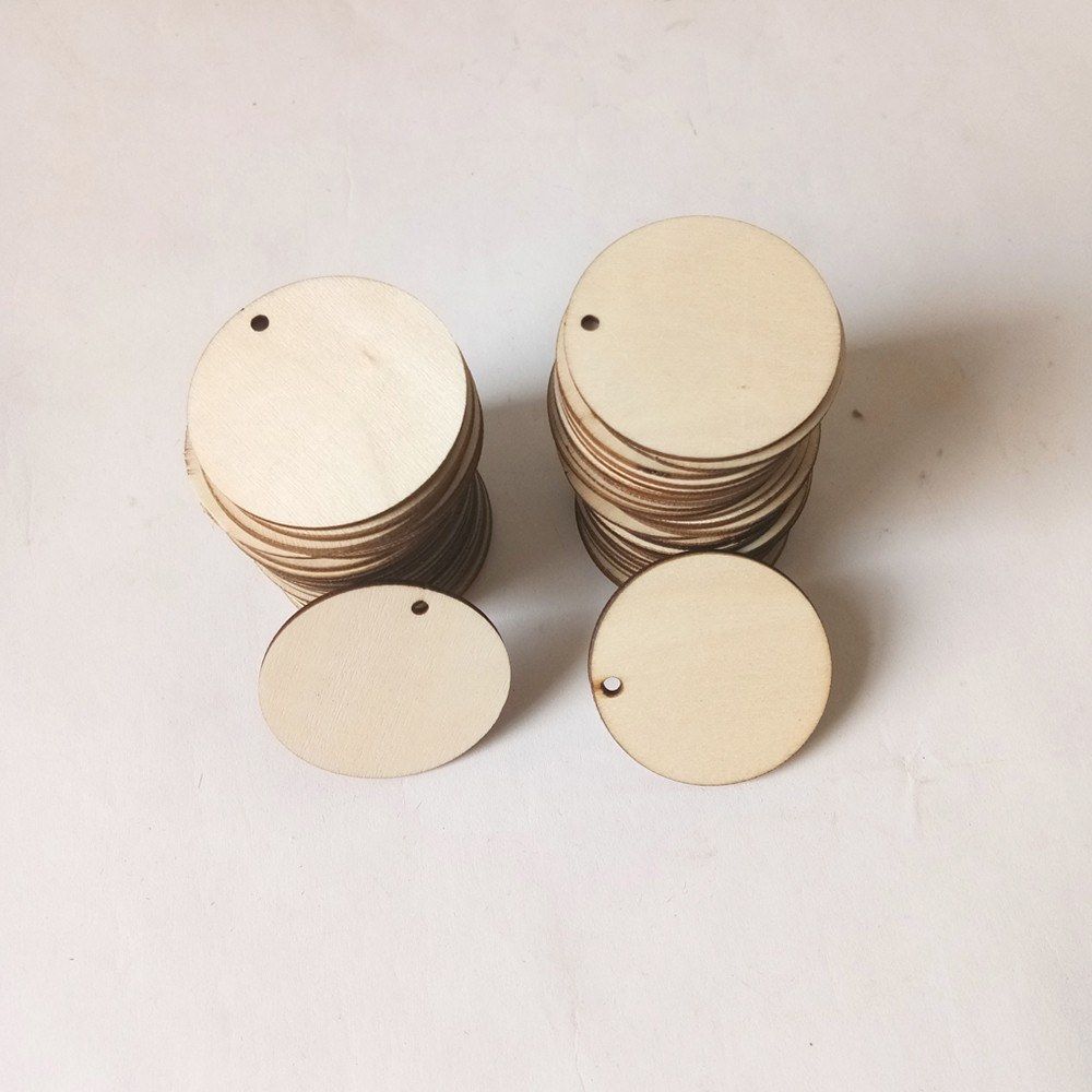 50pcs/set Unfinished Wooden Cutout Round-shape Hanging
