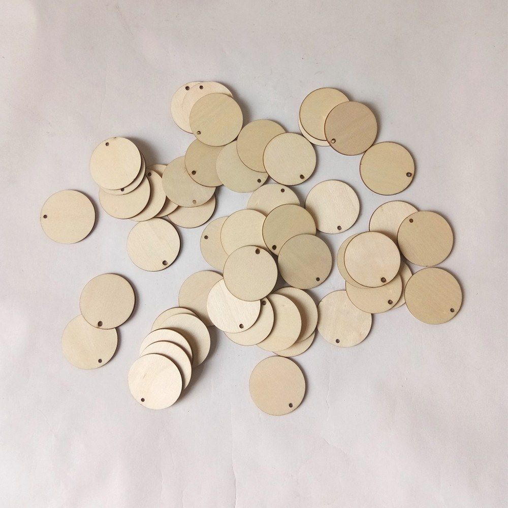 50pcs/set Unfinished Wooden Cutout Round-shape Hanging