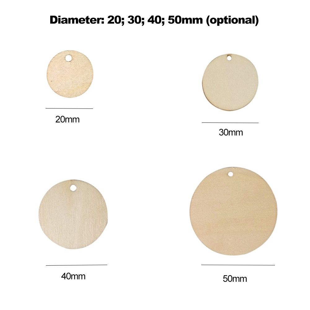 50pcs/set Unfinished Wooden Cutout Round-shape Hanging
