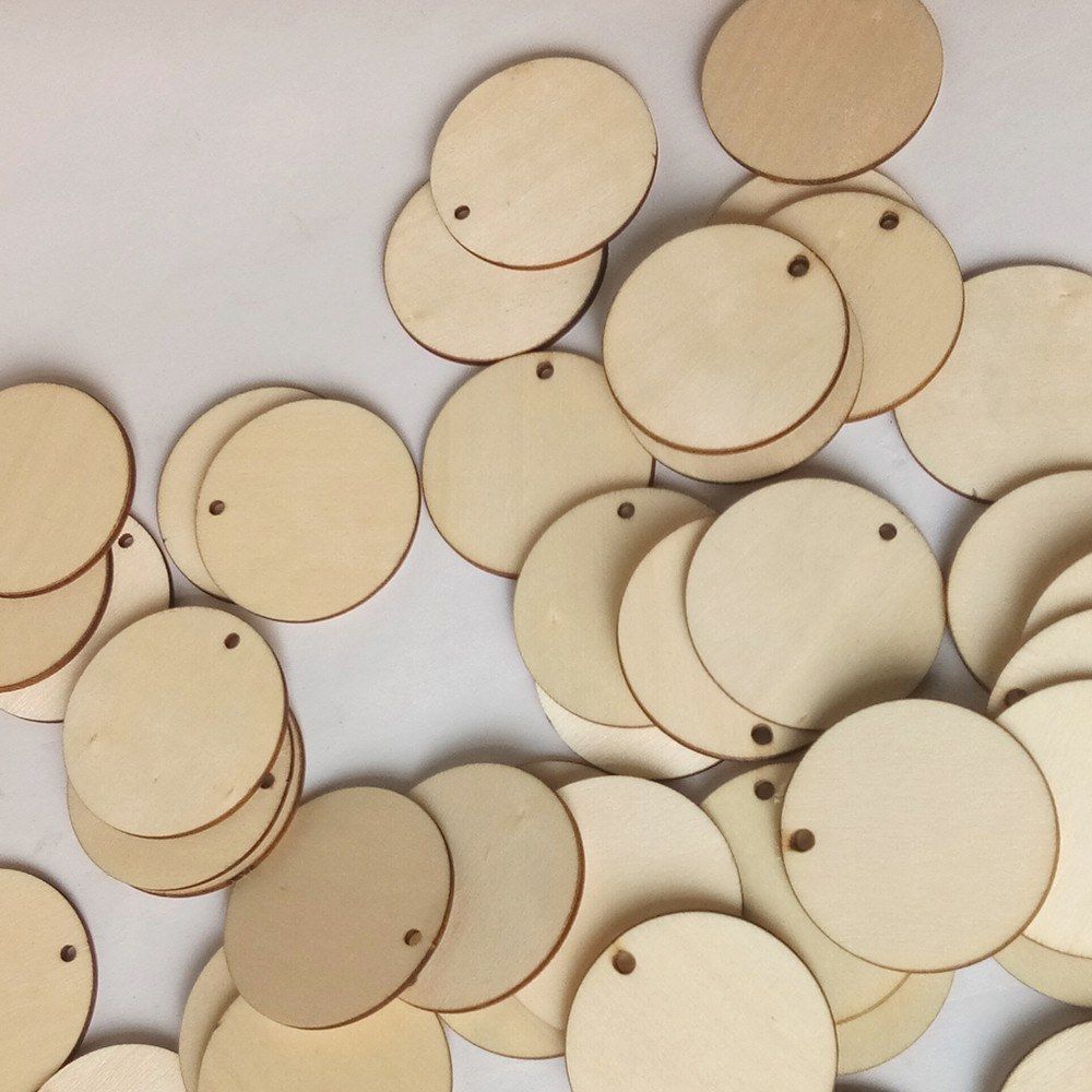 50pcs/set Unfinished Wooden Cutout Round-shape Hanging