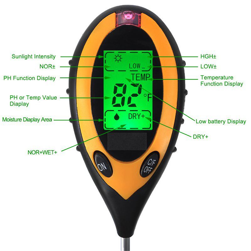 Soil Test Kits 4 In 1 PH Moisture Temperature Sunlight Meter