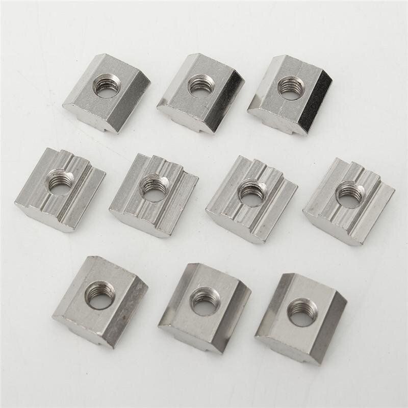 50pcs/lot T Sliding Nut Block M6 For 3030 Aluminum Profile Zinc Coated Plate Aluminum Accessories