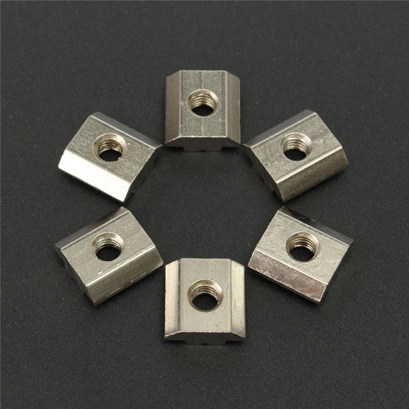 50pcs/lot T Sliding Nut Block M6 For 3030 Aluminum Profile Zinc Coated Plate Aluminum Accessories