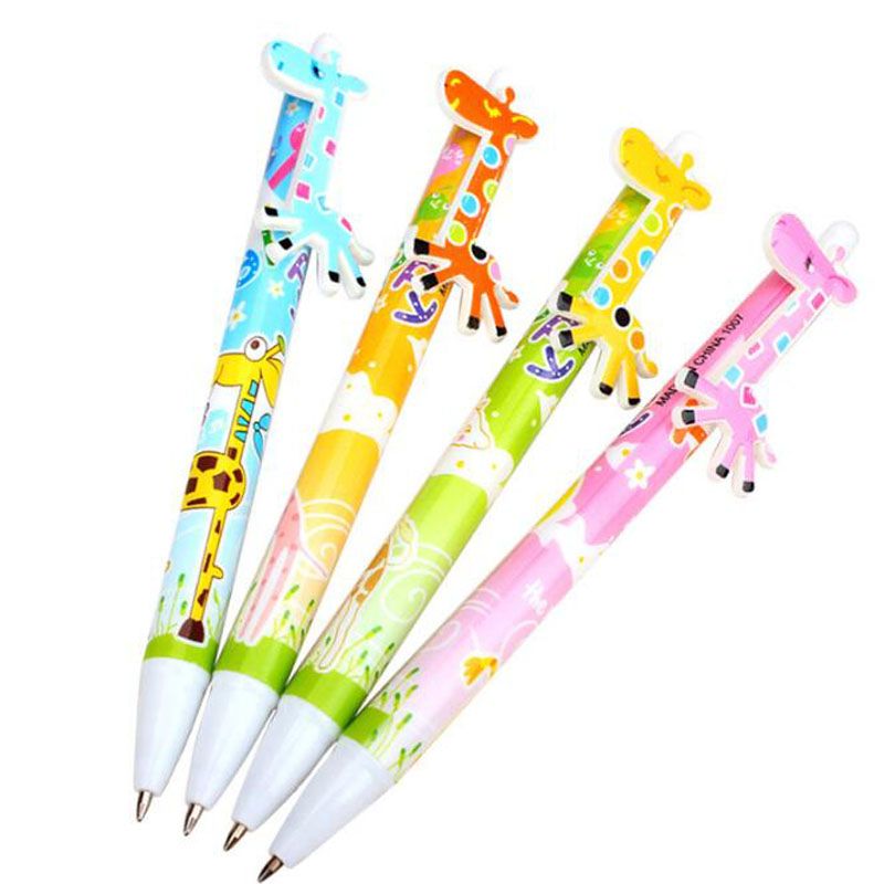 1pc Kawaii 3d Giraffe Ballpoint Creative Blue Ink