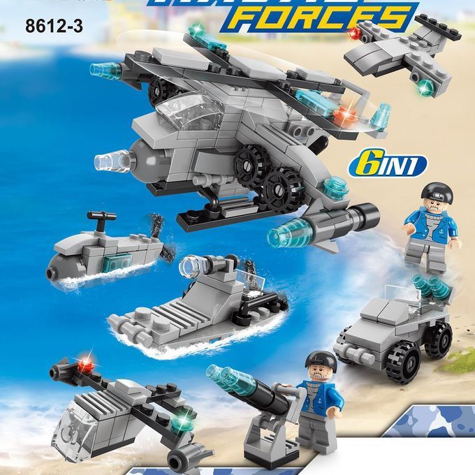 Fire Fighting 6in1 Tru Ks Tank Navy Boat Building Blo Ks  Hildren Toys-8612-3