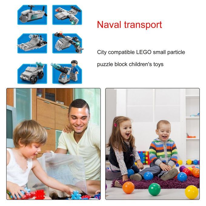 Fire Fighting 6in1 Tru Ks Tank Navy Boat Building Blo Ks  Hildren Toys-8612-3
