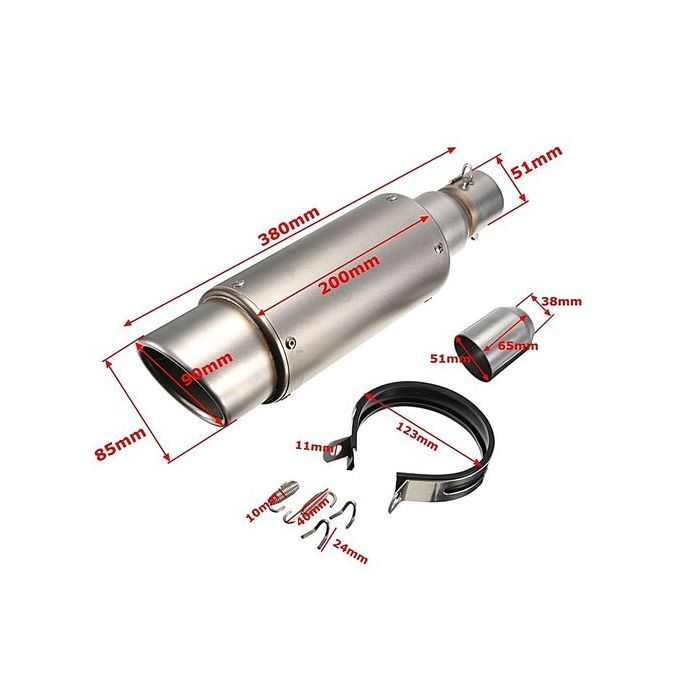 Motorcycle Carbon Fiber Exhaust 51mm End Pipe Muffler Silencer Street Sport Bike