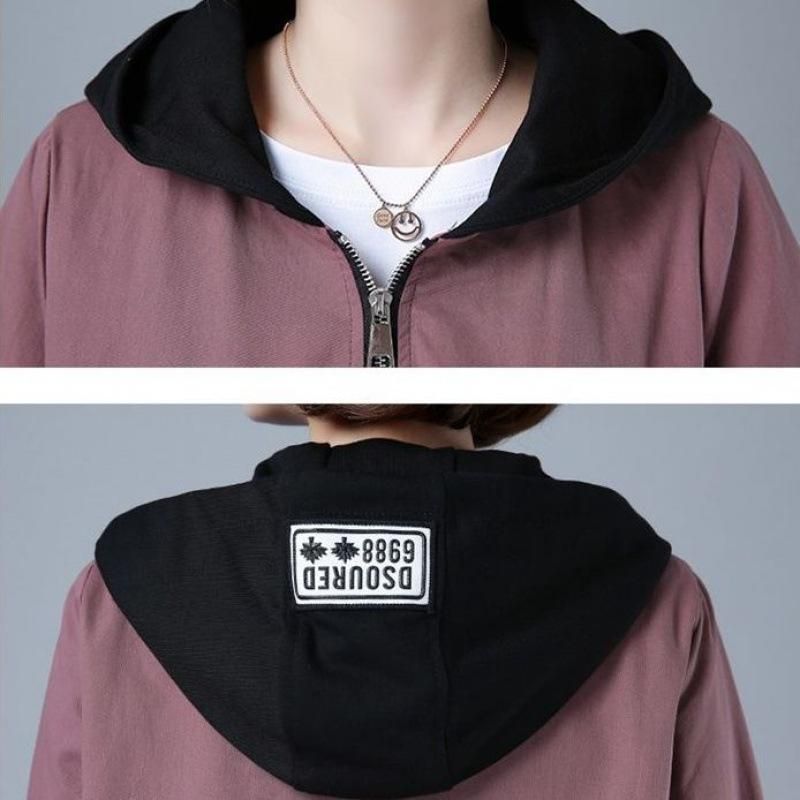 Windbreaker Women's Mid length Loose Korean Version Large Autumn 2020 New Casual Versatile Hooded