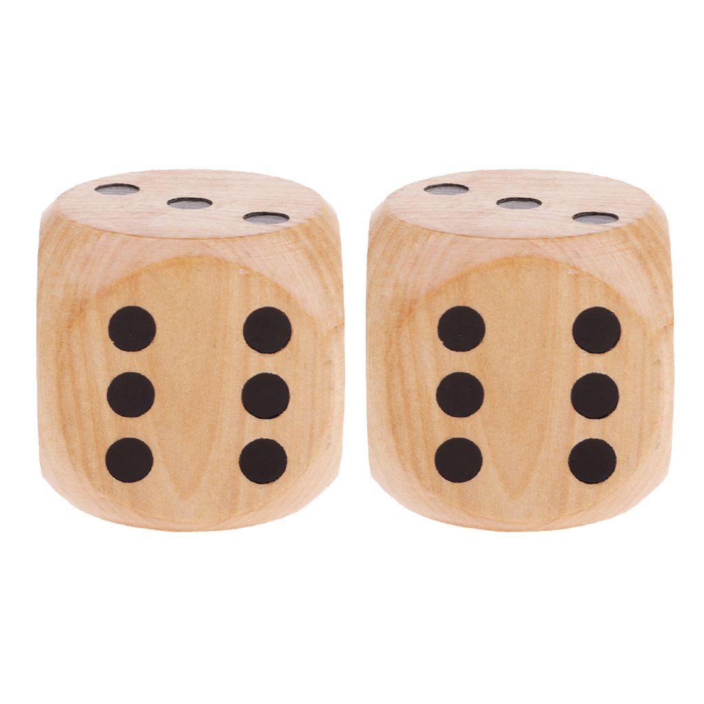 2x Creative Large Wooden D6 Six Sided Dices Set For Dnd Rpg