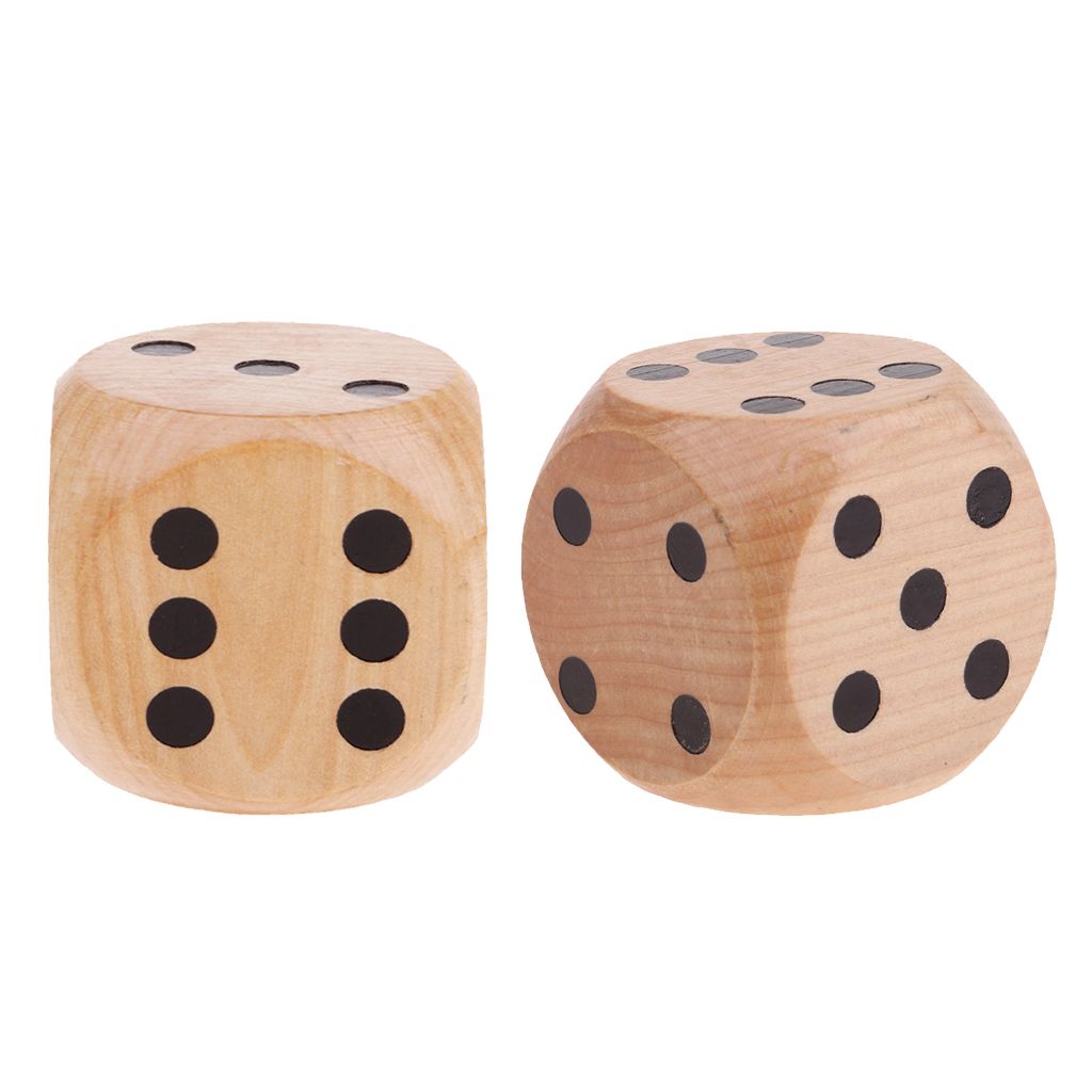 2x Creative Large Wooden D6 Six Sided Dices Set For Dnd Rpg