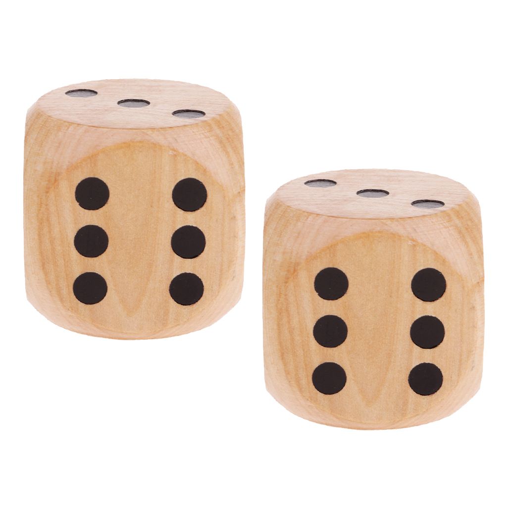 2x Creative Large Wooden D6 Six Sided Dices Set For Dnd Rpg