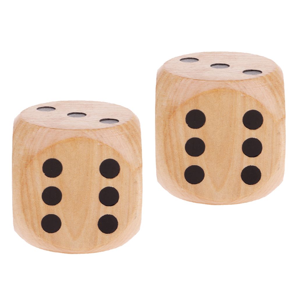 2x Creative Large Wooden D6 Six Sided Dices Set For Dnd Rpg