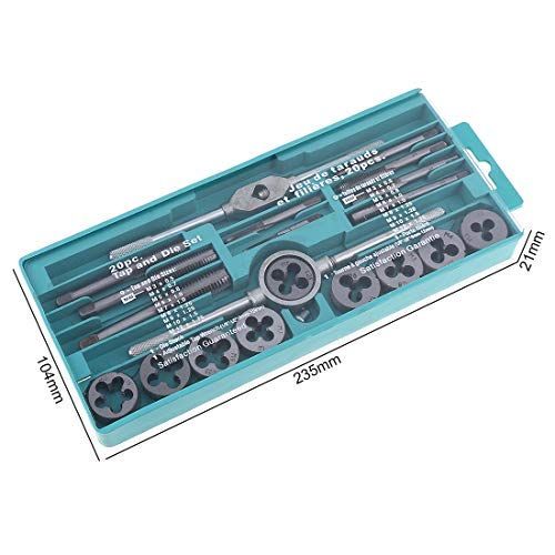 OriGlam 20pcs Alloy Steel SAE Tap And Die Set Metric Standar