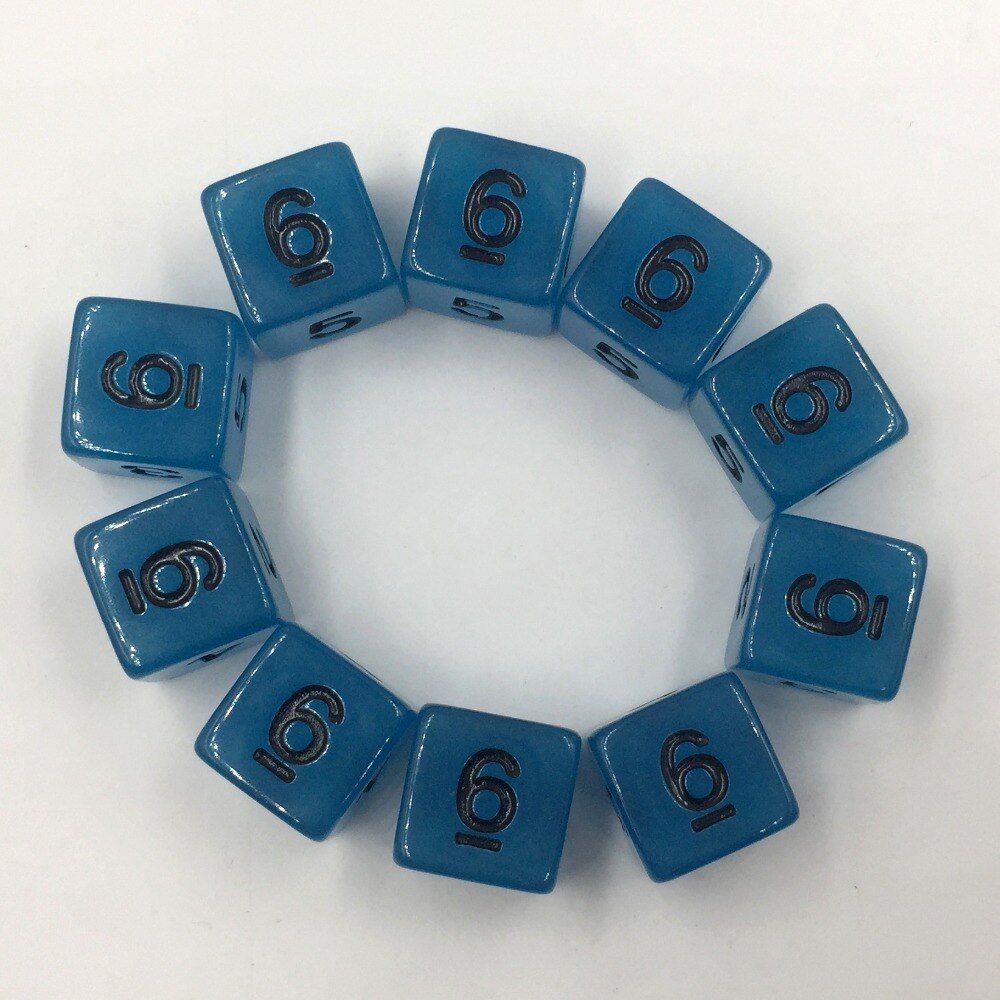 Rollooo Dice 10 Pcs/ Set Glow In The Dark D6 Glowing Dd