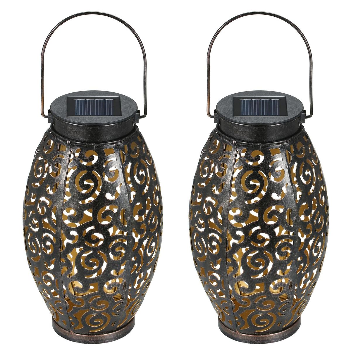 Neoglint Solar Powered Energy LEDs Lantern Light Outdoor Hang-ing Lamp IP44 Water Resistance for Patio Garden Courtyard Pathway