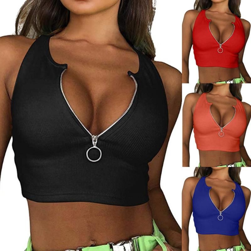 Short Top for Women Sexy Casual Sleeveless T-Shirts Basic Sleeveless T-Shirt Solid Color T-Shirt