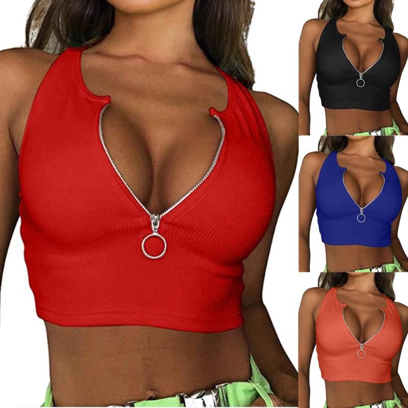 Short Top for Women Sexy Casual Sleeveless T-Shirts Basic Sleeveless T-Shirt Solid Color T-Shirt