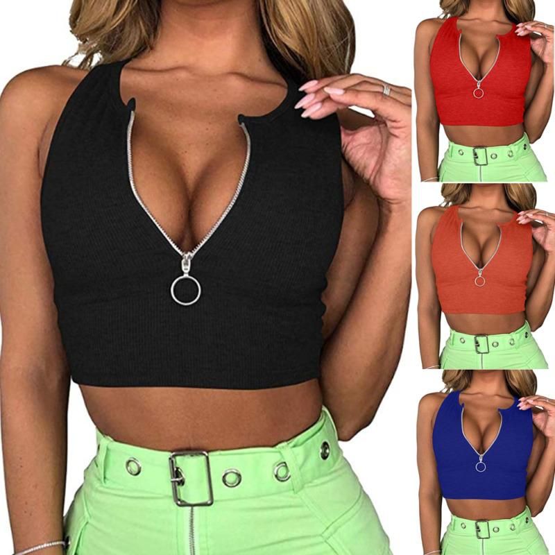 Short Top for Women Sexy Casual Sleeveless T-Shirts Basic Sleeveless T-Shirt Solid Color T-Shirt