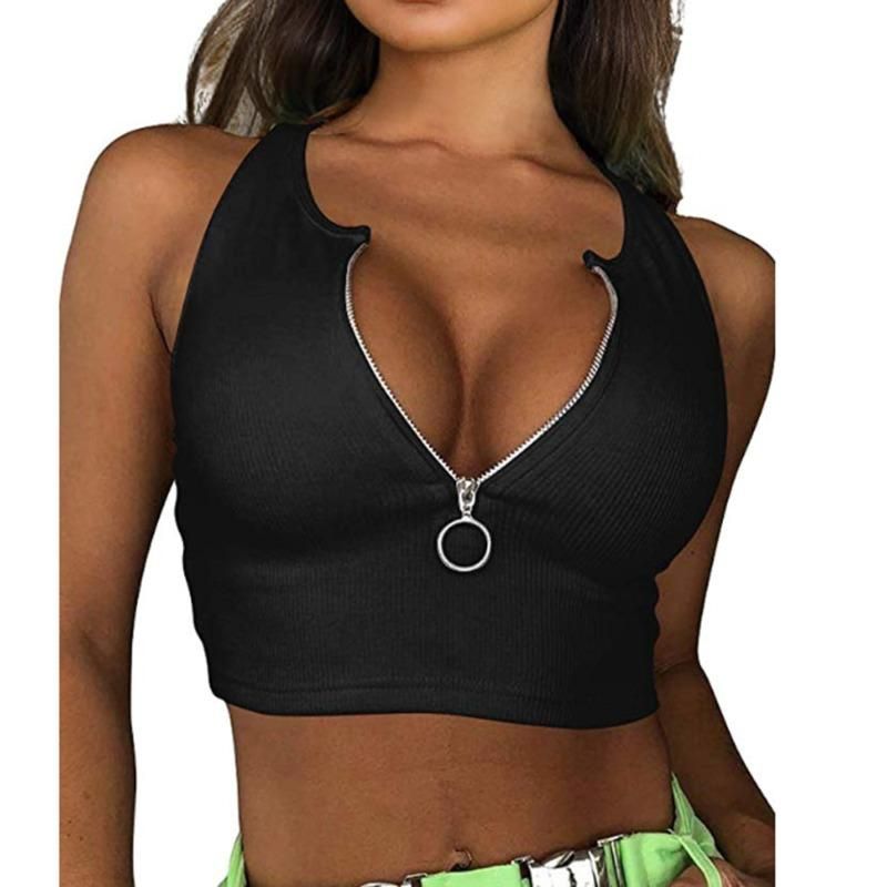 Short Top for Women Sexy Casual Sleeveless T-Shirts Basic Sleeveless T-Shirt Solid Color T-Shirt