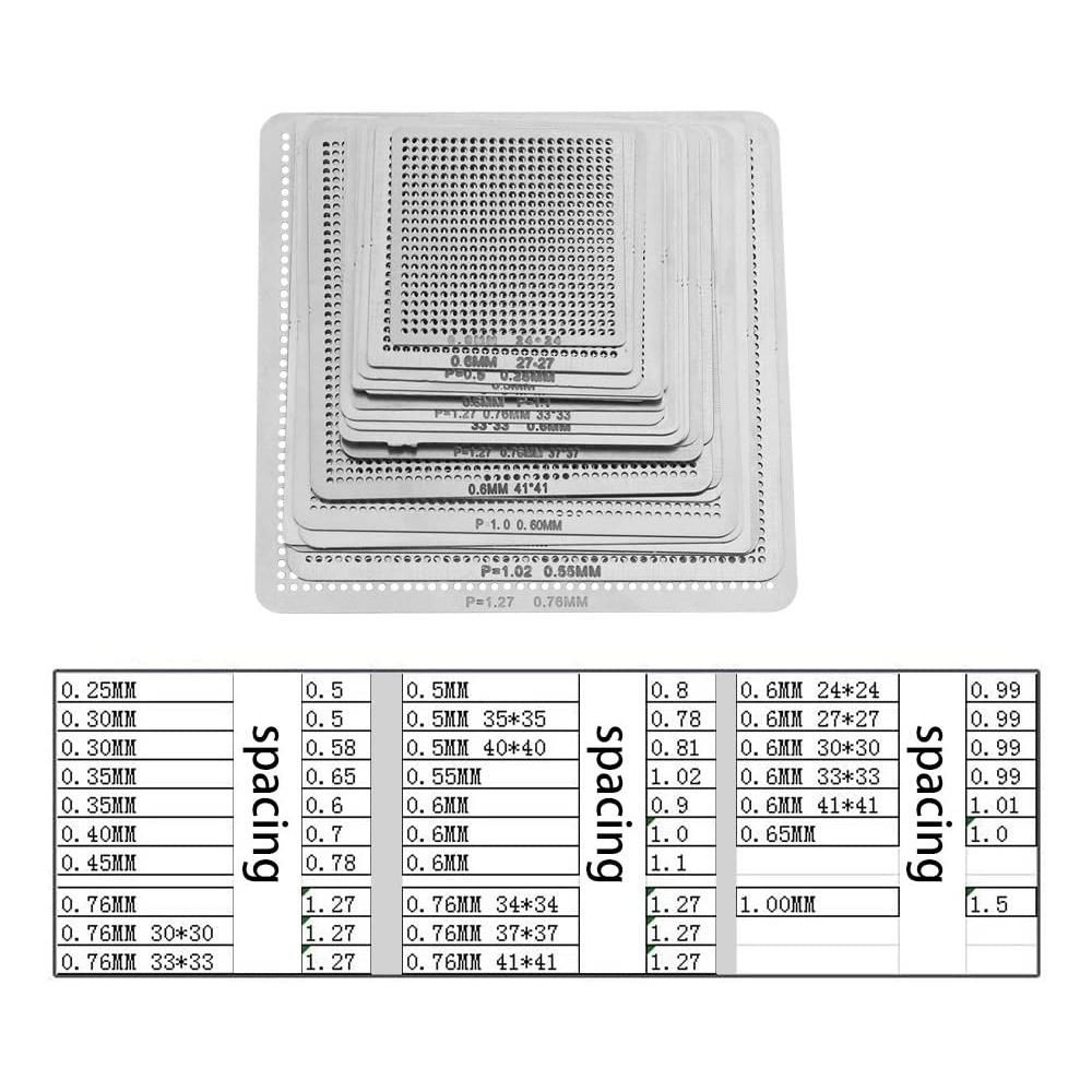 27Pcs Universal Direct BGA Heating Stencil Reballing Support Stencil Holder Template Heated Fixture for SMT SMD Chips