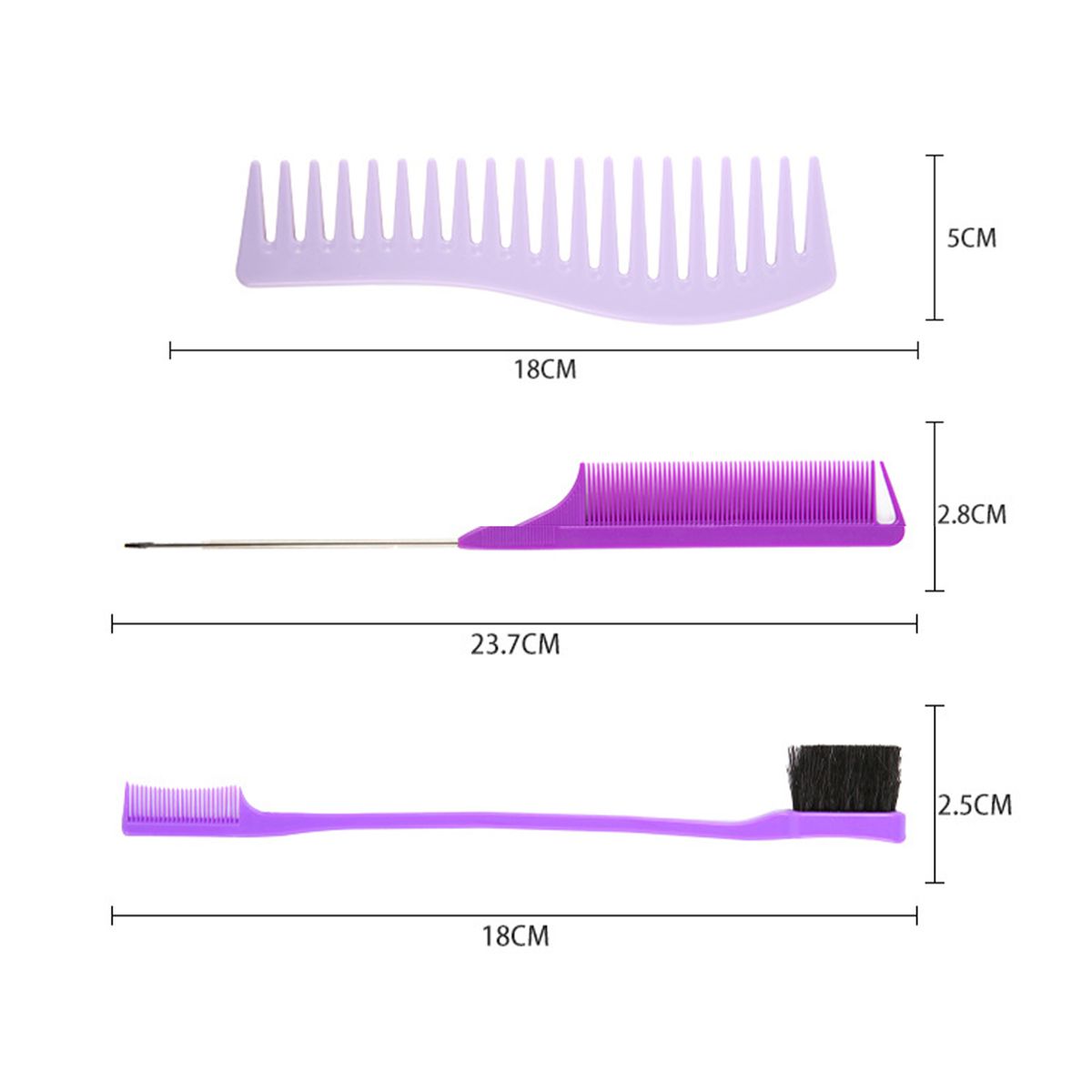 3Pcs Hair Combs Set Fine Wide Tooth Comb Rat Tail Comb