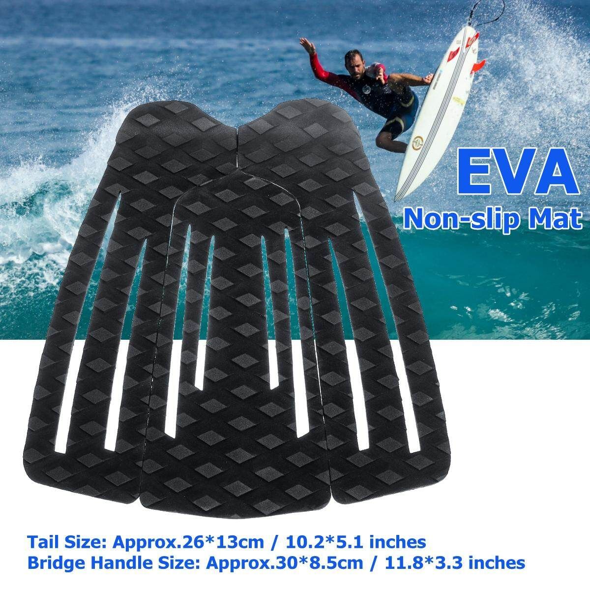3 Pcs /Set Black EVA Tail Pads Surfboard Rubber Deck Grips Antiskid Traction Surfing Mat For Surfing Surf Kiteboard Bodyboard