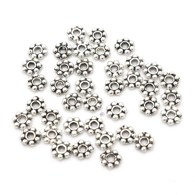 1000pcs 4mm Tibetan Gold Silver Color Daisy Wheel Flower Charm Loose Spacer Metal Bead For Jewelry Making Needlework Accessories