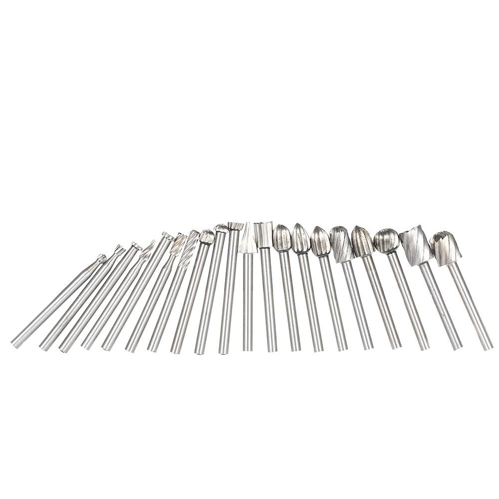 20PCS 3mm Shank HSS CNC Rotary Burrs Set Tools File Milling Cutter Engraving Bits for Drilling Woodwork Electric Grinding Accessories
