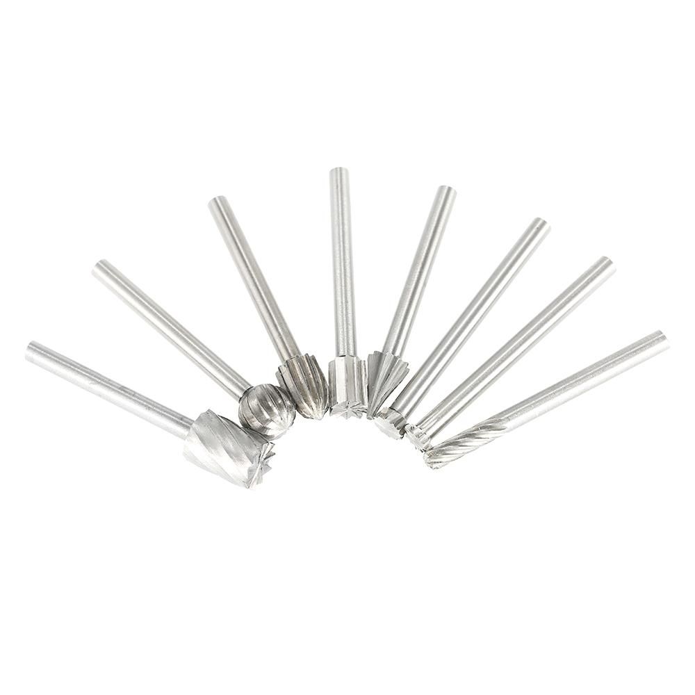 20PCS 3mm Shank HSS CNC Rotary Burrs Set Tools File Milling Cutter Engraving Bits for Drilling Woodwork Electric Grinding Accessories