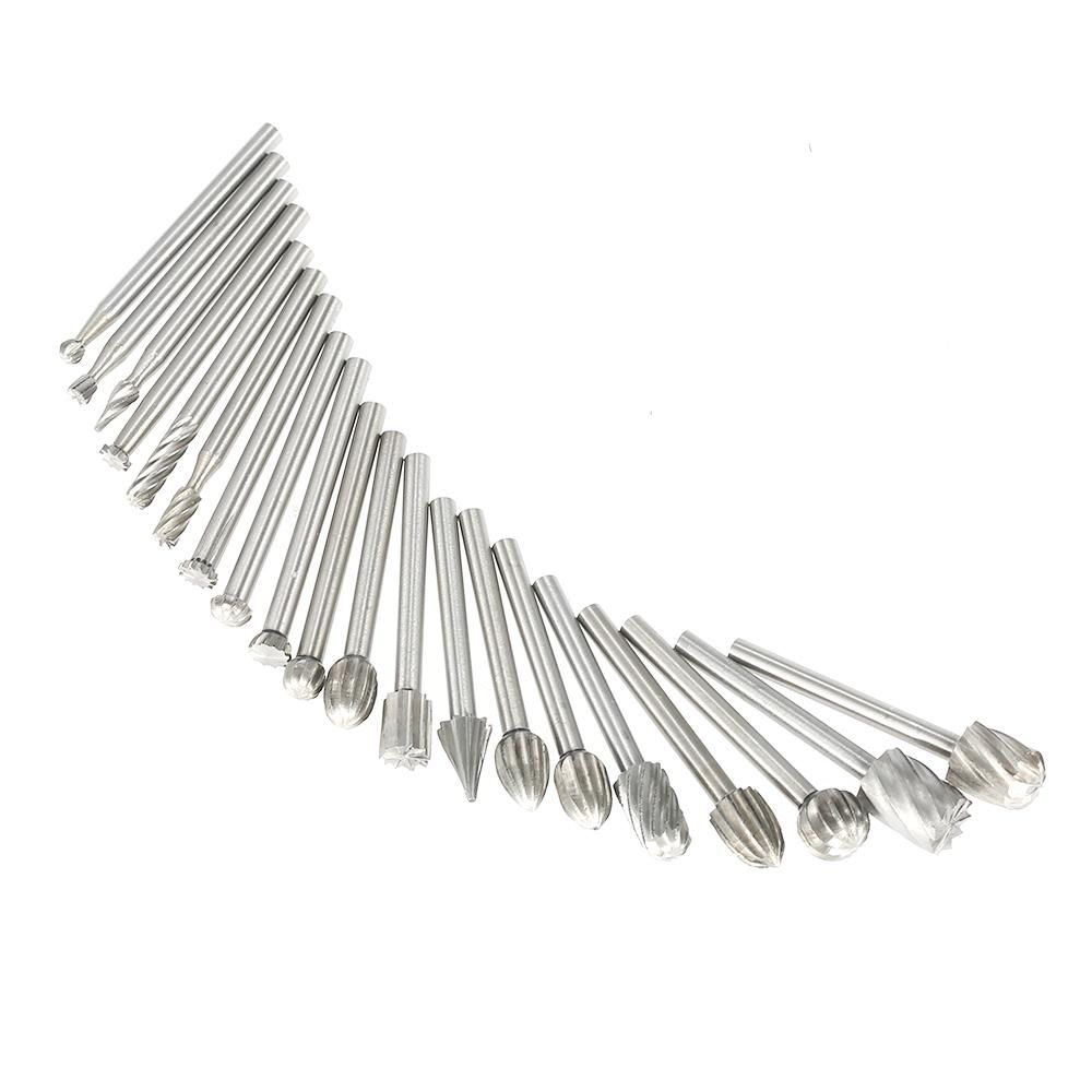 20PCS 3mm Shank HSS CNC Rotary Burrs Set Tools File Milling Cutter Engraving Bits for Drilling Woodwork Electric Grinding Accessories