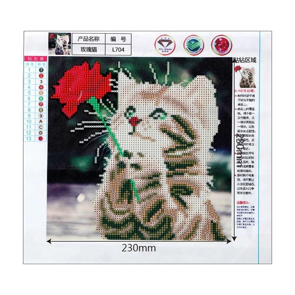 Diamond Mosaic Home Decoration Diamond Embroidery Kits DIY Rose and Cat Pattern Animals Diamond Painting Cross Stitch