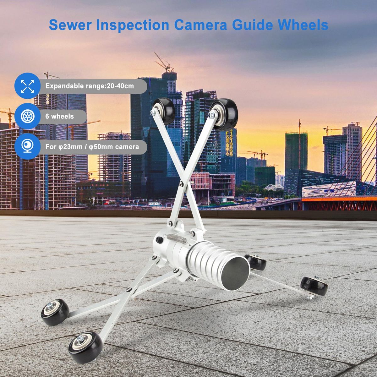 Expandable Pipeline Sewer Inspection Camera Guide Wheels for 23mm / 50mm Drain Pipeline Inspection Camera for 20-40cm Pipelines