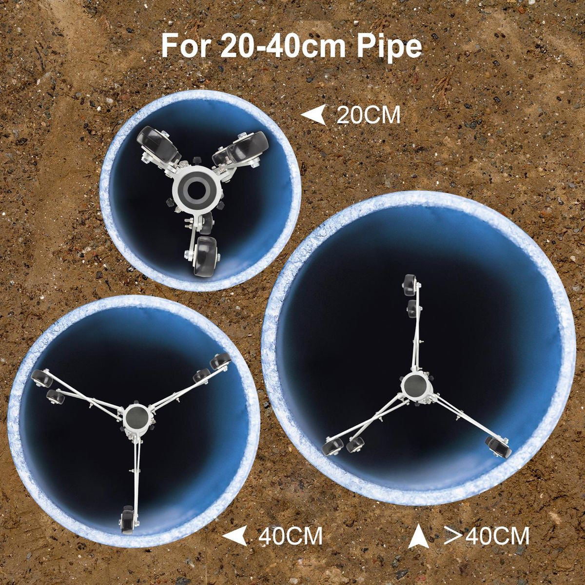 Expandable Pipeline Sewer Inspection Camera Guide Wheels for 23mm / 50mm Drain Pipeline Inspection Camera for 20-40cm Pipelines