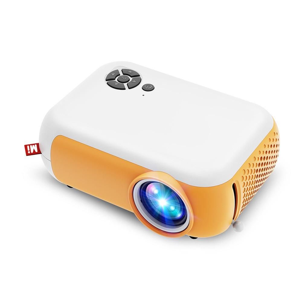 New A10 mobile phone screen miniature home portable 4K HD support 1080P smart mini projector White and yellow mobile phone same screen version European regulations