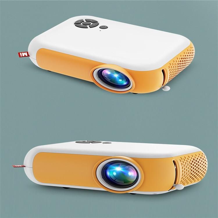 New A10 mobile phone screen miniature home portable 4K HD support 1080P smart mini projector White and yellow mobile phone same screen version European regulations