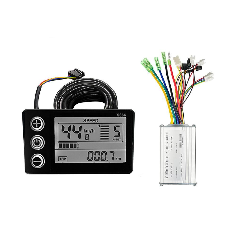 Intelligent Electric Bike 15A Controller with Backlight LCD Display Set E-Bike Conversion Tools Kit Bicycle to E-Bike Accessory